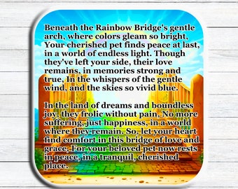 Rainbow Bridge Pet Memorial Sticker - Comforting Poem for Pet Loss - Sympathy Gift