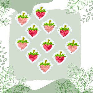 Sweetheart Berries: 10 Mini Strawberry Heart Stickers! Cute,  Phone Stickers,Laptop Stickers,Small Phone Case Stickers,Trendy Stickers,Fruit