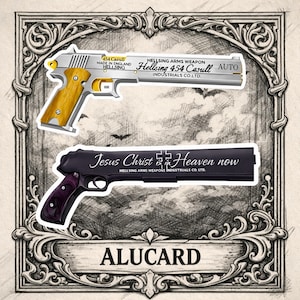 Hellsing's Alucard Inspired - Weapons, Jackal & Casull Pistols, Die-Cut Sticker Set - Anime, Character Design, Fan Favorite, Pop Culture