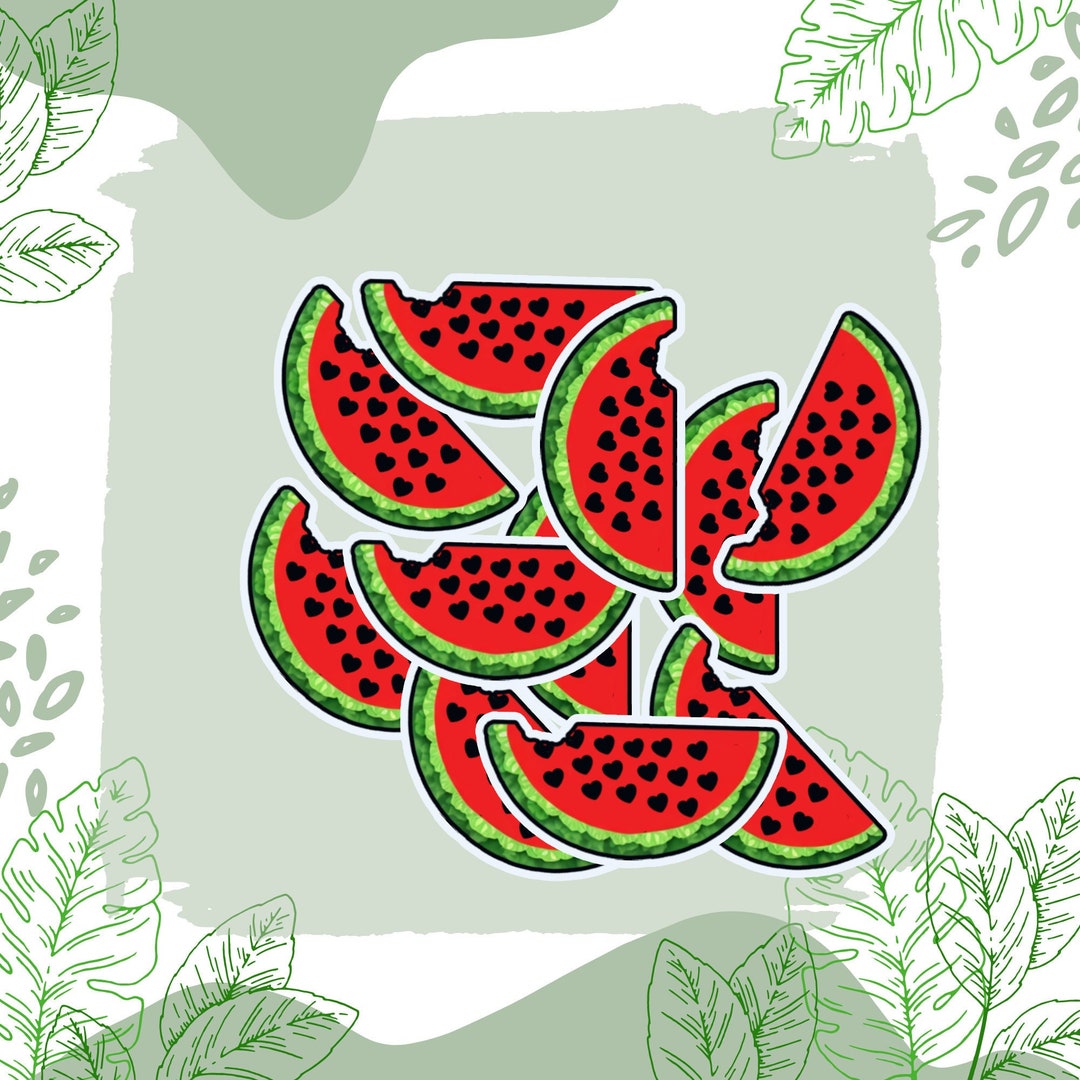 Mini Watermelon Stickers With Heartfelt Seeds - Fresh Fruit - Mini ...