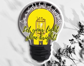 Shine Bright Light Bulb Sticker - Inspirational Laptop Decal