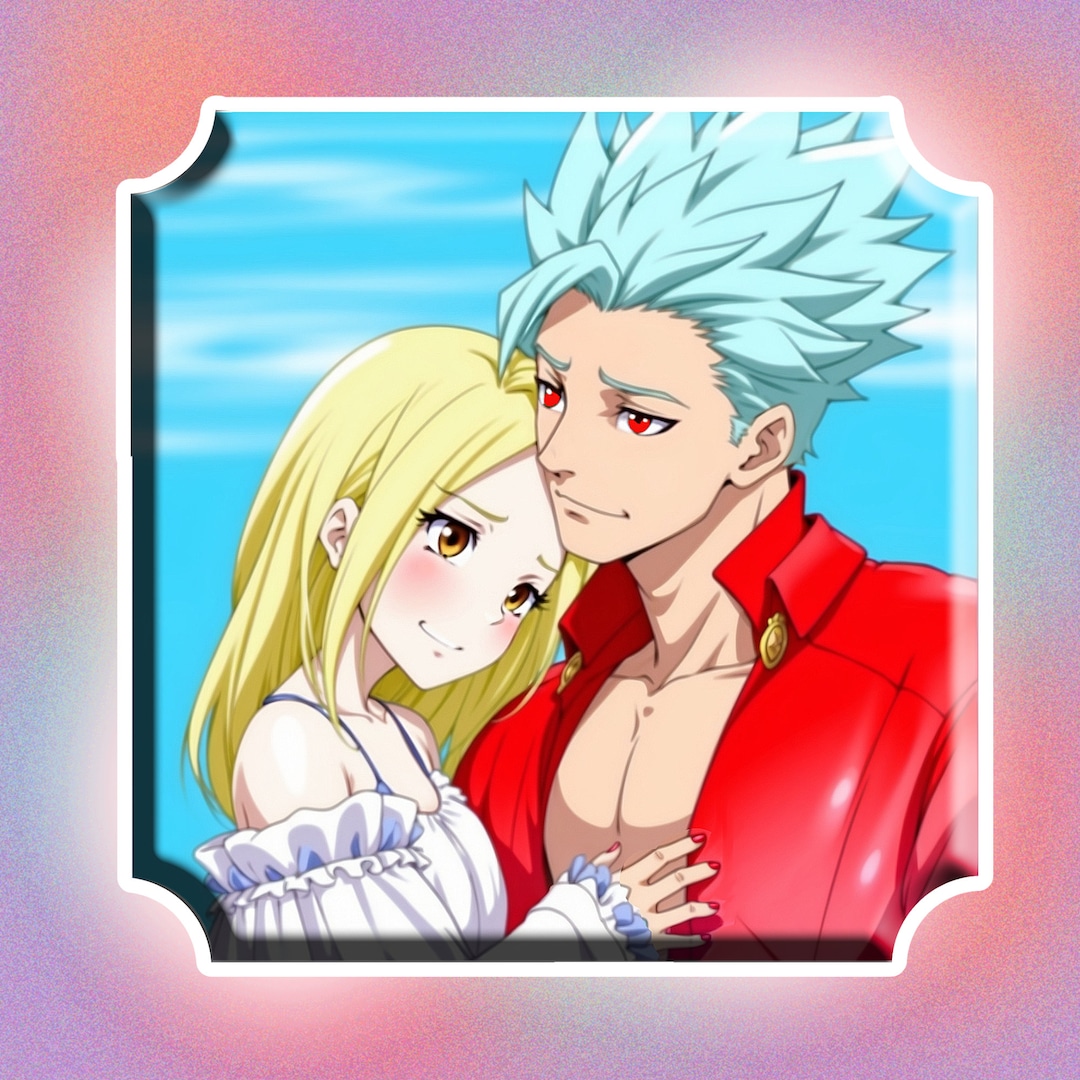 Seven Deadly Sins Inspired ban & Elaine Diecut Sticker Adorable Anime Couple Decal for Fans