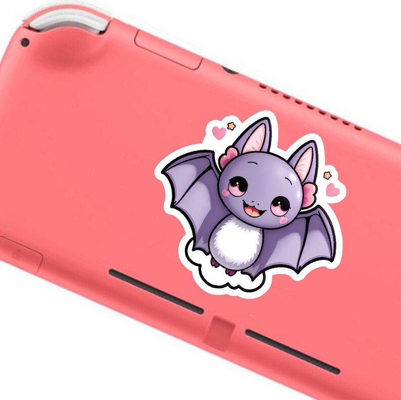 Cute Purple Bat Die Cut Sticker | Kawaii Bat Sticker | Adorable Gothic ...