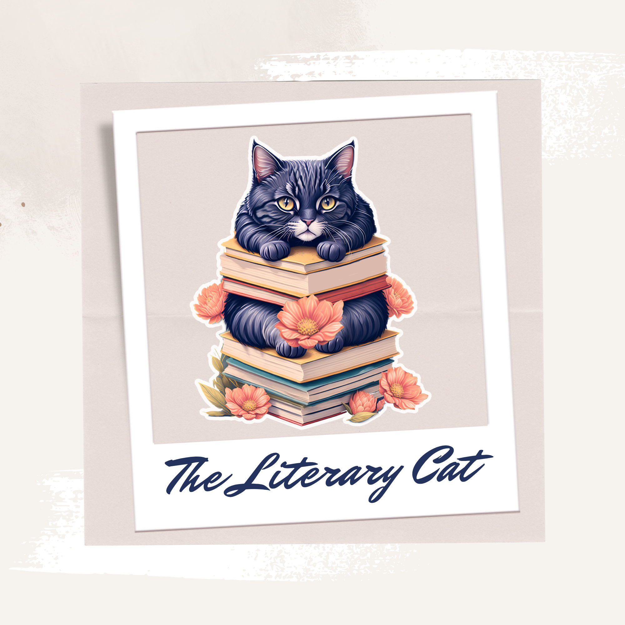 Kitten With Books Sticker Kawaii Diecut Sticker Tabby Cat Sticker Cat