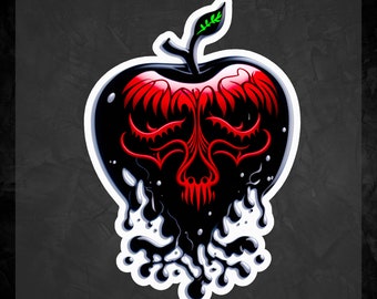 Sinister Snow White Inspired Poison Apple Sticker,  Laptop Decal, Dark Fantasy Phone Decal, Dark Fantasy, Enchanted Sticker, Dark Fairy Tale