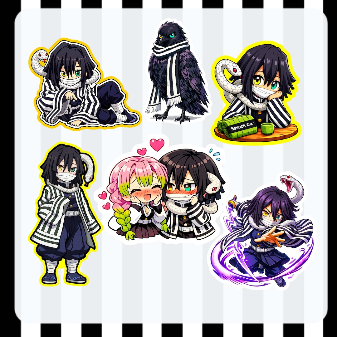 Snake Hashira Chibi Sticker Pack | Obanai Anime Die Cut Vinyl Stickers ...