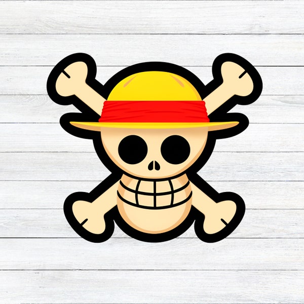 Straw Hat Jolly Roger Sticker Etsy