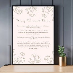 LDS New Young Women Theme Print | Digital Download | LDS Art | LDS Prints |  Lds Wall art | lds quotes |