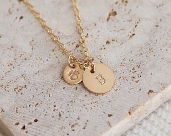 Fur Baby Necklace • Gold Filled Pet Initial Necklace • Personalized Pet Lover Gift • Cat Lover Necklace • Paw Necklace • Dog Lover Gift