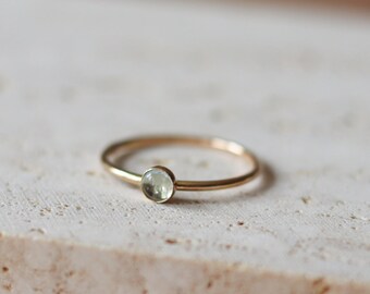 Gold Filled Aquamarine Ring: March Birthstone Stacking Ring