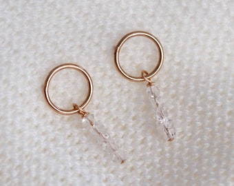 Herkimer Earrings • Gold Filled Dangle Earrings •  Herkimer Diamond Quartz • Gold Circle Rings • Simple Dangle Earrings