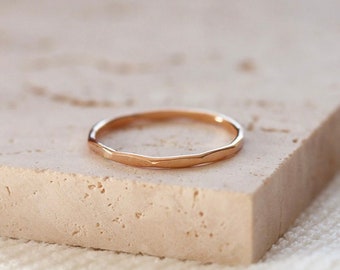 Gold Hammered Ring • 14K Gold Filled Ring • Dainty Stacking Rings • Thin Gold Ring • Simple Ring • Silver Stacking Ring • Gold Hammered Ring