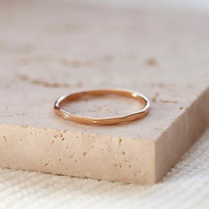 Gold Hammered Ring • 14K Gold Filled Ring • Dainty Stacking Rings • Thin Gold Ring • Simple Ring • Silver Stacking Ring • Gold Hammered Ring