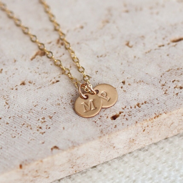 Tiny Initial Necklace • Gold Filled Initial Necklace • Personalized Initial Disc Necklace • Family Name Necklace • Dainty Initial Necklace