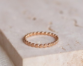 Hammered Bead Ring • 14K Gold Filled Ring • Dainty Stacking Rings • Thin Gold Ring • Simple Ring • Silver Stacking Ring • Gold Dot Ring