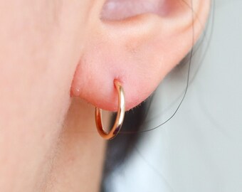 14k guldfyllda ändlösa ringörhängen: 14 mm Huggie Hoops