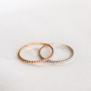 Gold Twist Ring 14K Gold Filled Ring Silver Ring Thin Twist Ring Thin Gold Ring Simple Ring Stackable Rings Tarnish Free Ring image 3