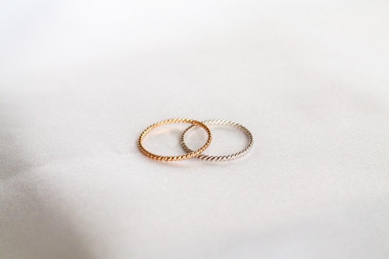 Gold Twist Ring 14K Gold Filled Ring Silver Ring Thin Twist Ring Thin Gold Ring Simple Ring Stackable Rings Tarnish Free Ring image 3