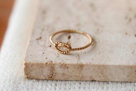 Twist Knot Ring, 14K Gold Filled, Sterling Silver Stacking Band
