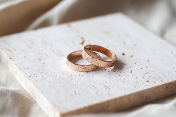 Thick Birth Flower Band • Gold Filled Ring • 4mm Floral Band • Family Flower Ring  • Personalized Gifts • Personalized Birth Flowers