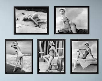 5 Swimsuit Photos of MARILYN MONROE Celebrity 8 x 10 Photos, Vintage Photos, Printable Photos, Instant Downloads, 300 DPI, Wall Art