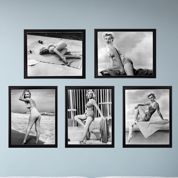 5 Swimsuit Photos of MARILYN MONROE Celebrity 8 x 10 Photos, Vintage Photos, Printable Photos, Instant Downloads, 300 DPI, Wall Art