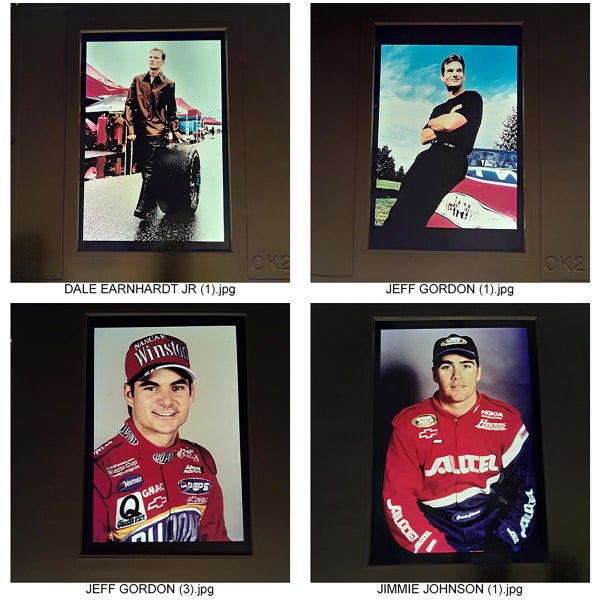 4 Vintage 35mm NASCAR Racing 2" x 2" Slides - Dale Earnhardt Jr. - Jeff Gordon - Jimmie Johnson - Hendrick Motorsports Team - Great Gift