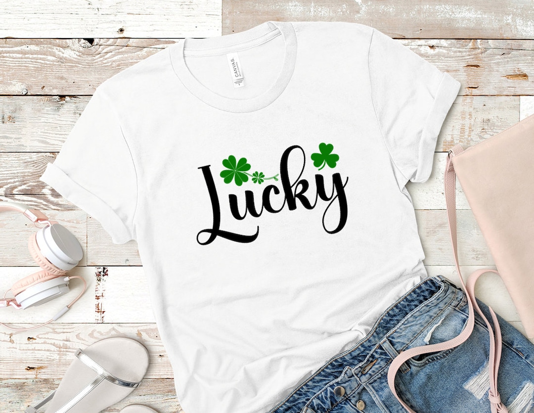 Lucky in Fancy Script With Shamrocks St. Patrick's Day - Etsy