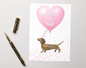 It&#39;s a Baby Girl Dachshund Greeting card