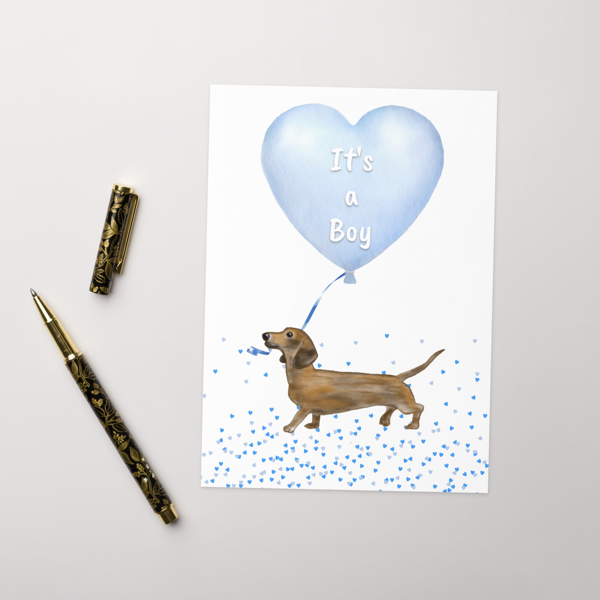 It's a Baby Boy Dachshund Greeting card