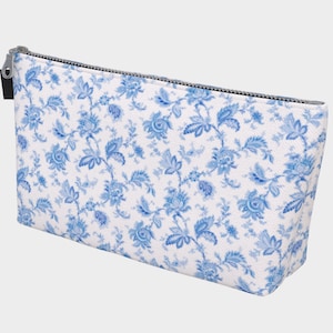 Blue Floral Makeup Bag