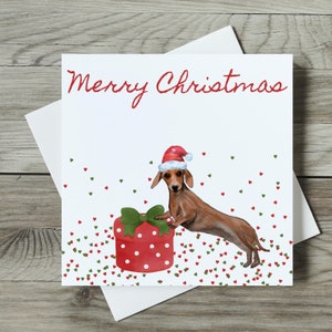 Dachshund Present Christmas Pack of 10 Folded Cards with envelopes (Europe and International)