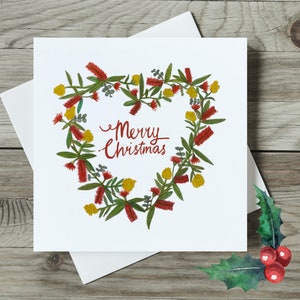 Pacote de Natal Aussie Floral Heart com 10 cartões dobrados (envelopes brancos) (EUA e CA)
