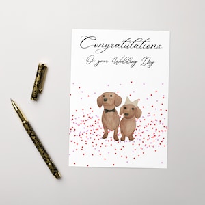 Tarjeta de felicitación de boda Dachshund