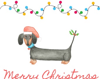 Pack of 10 Folded Cards Dachshund Merry Christmas (Europe & Rest of the World)