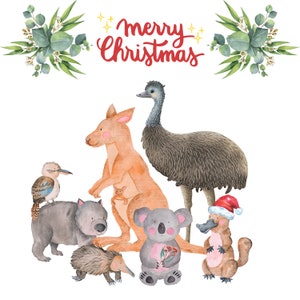 Aussie Tiere Weihnachten 10er Set Klappkarten (weiße Umschläge)