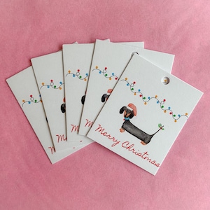 Paquet de 10 teckels Joyeux Noël Étiquettes cadeaux
