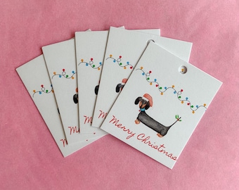 Pack of 10 Dachshund Merry Christmas Gift Tags