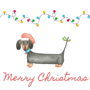 Pack of 10 Merry Christmas Dachshund Folded Cards (white envelopes) (US & CA)