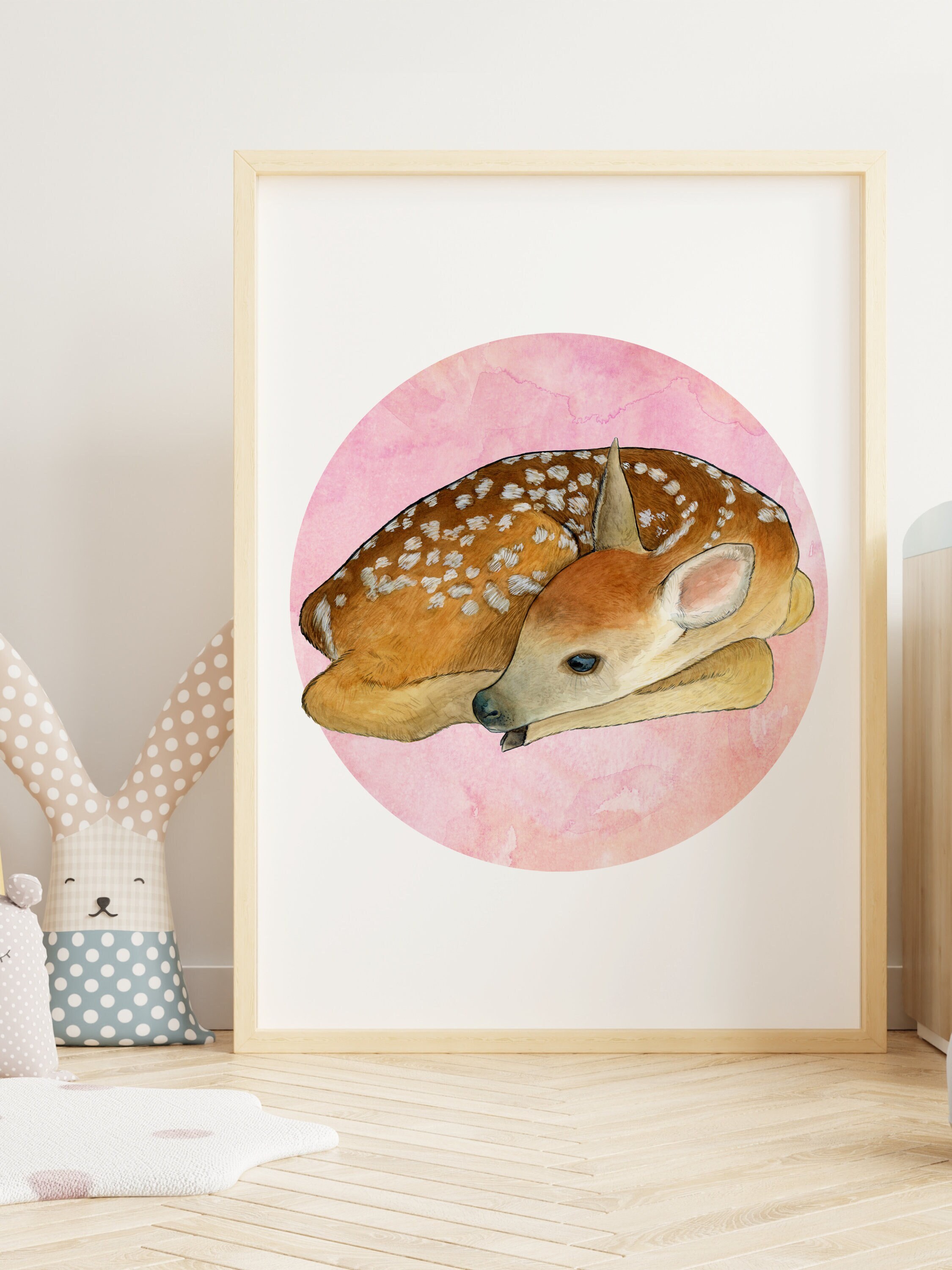 Affiche Chambre Bébé Petit Faon Endormi