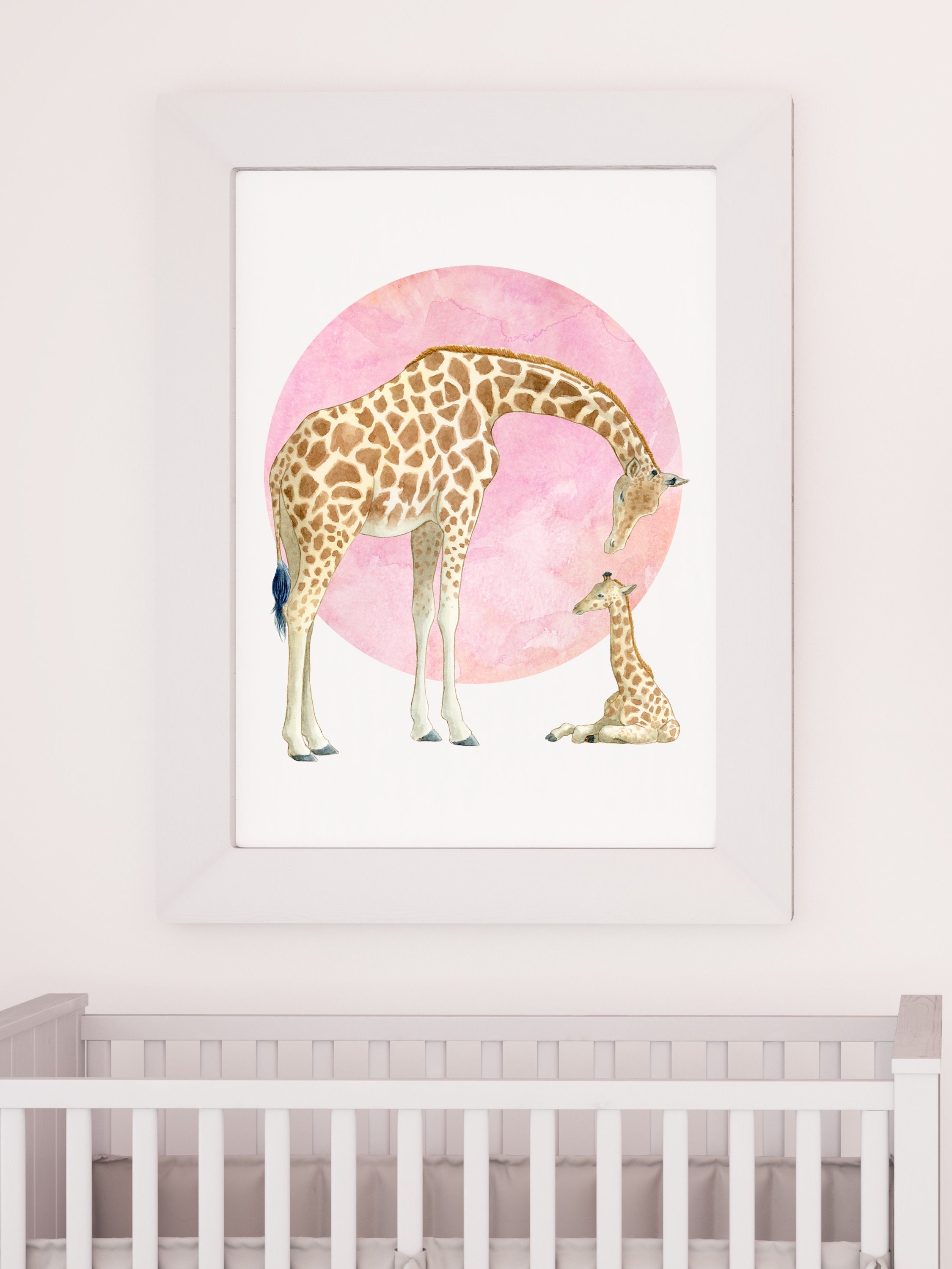 Affiche Chambre Bébé Girafe et Girafon