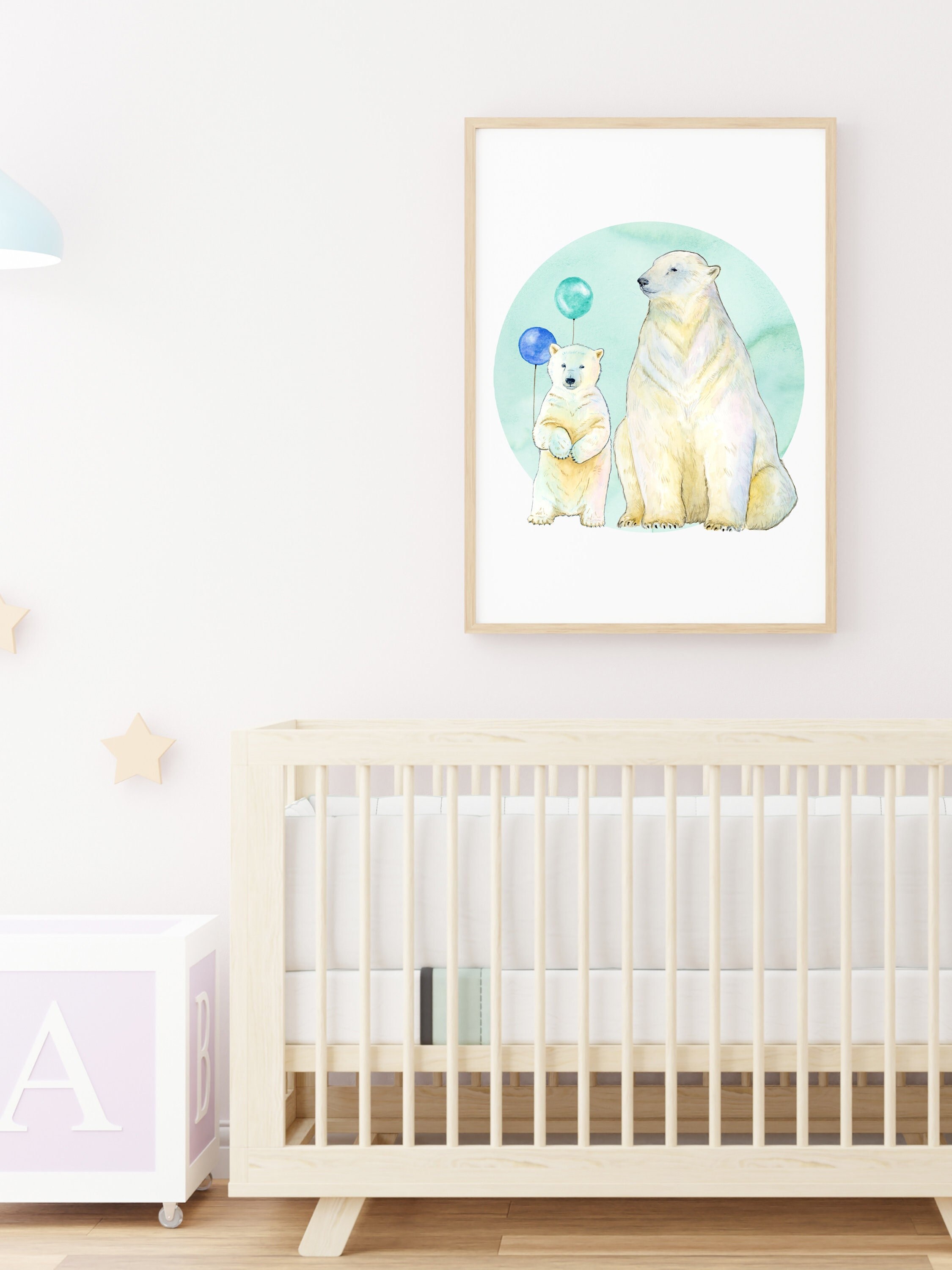 Affiche Chambre Bébé Ourse Polaire et Ourson