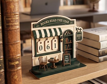 Contador de lectura de madera, regalo para amantes de los libros, decoración para la lectura, exhibición acogedora de la biblioteca