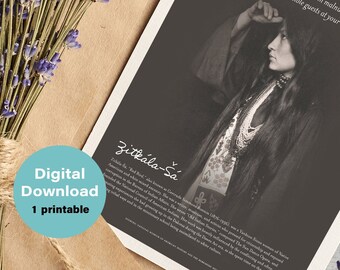 Women's History Feminist Educational Posters | Native American Writers (Zitkála-Šá)