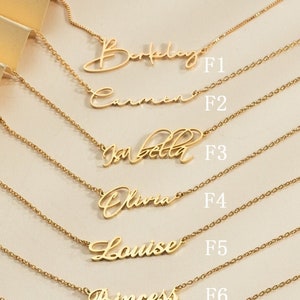 Collar con nombre de plata personalizado, collar con nombre chapado en oro de 18 quilates personalizado, joyería con nombre personalizado, regalo de cumpleaños para ella, regalo del Día de la Madre imagen 3