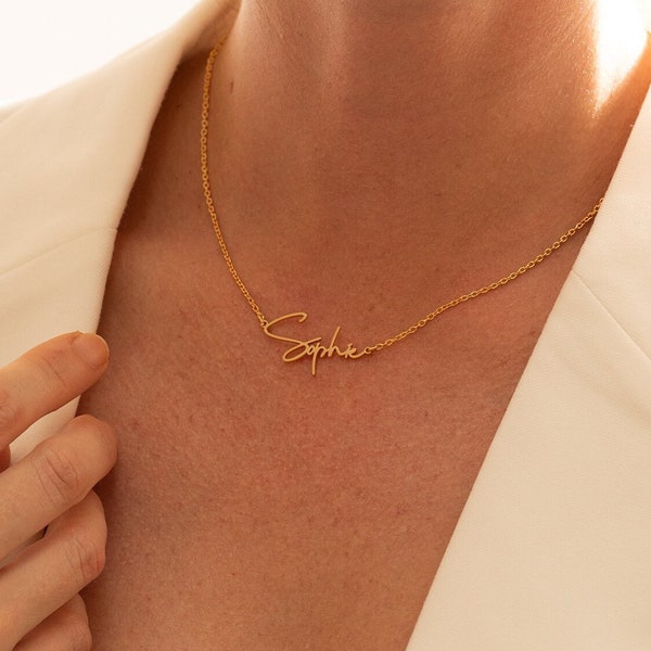 Collar con nombre de plata personalizado, collar con nombre chapado en oro de 18 quilates personalizado, joyería con nombre personalizado, regalo de cumpleaños para ella, regalo del Día de la Madre