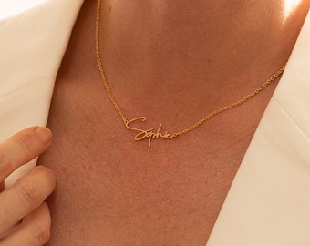 Collana con nome in argento personalizzata, Collana con nome placcata in oro 18K personalizzata, Gioielli con nome personalizzati, Regalo di compleanno per lei, Regalo per la festa della mamma