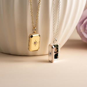 Custom Birthstone Locket Necklace, Personalized Picture Locket Charm Necklace, Photo Memorial Jewelry, Anniversary Gift, Mother's Day Gift image 2