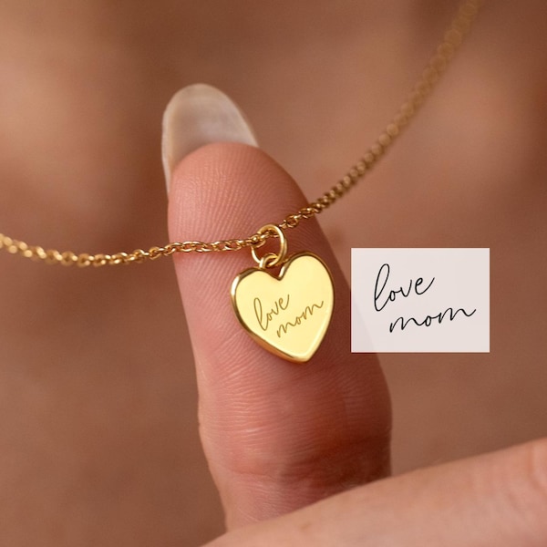 Ketting met echt handschrift in hartvorm, ketting met persoonlijke handtekening, ketting met handschrift als herdenkingssieraad, sieraden voor haar, kerstcadeaus voor moeder