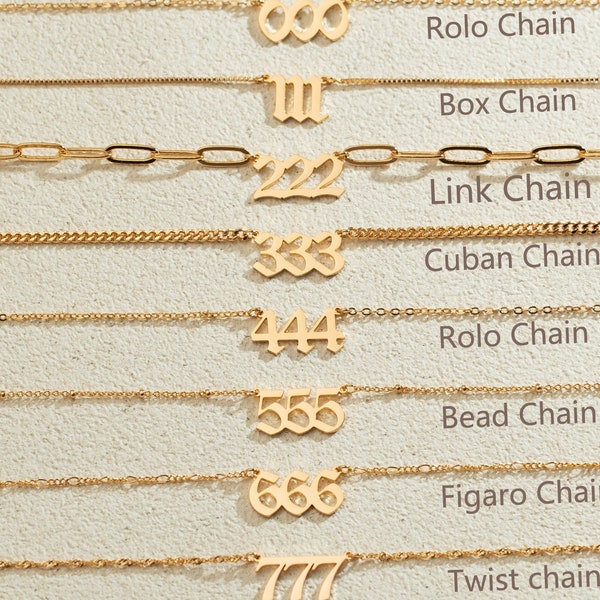 Collier numéro d’ange en or, collier numéro Lucy, collier année perle, collier numéro argent 111 222 333 444 555 666 777 888 999 Noël